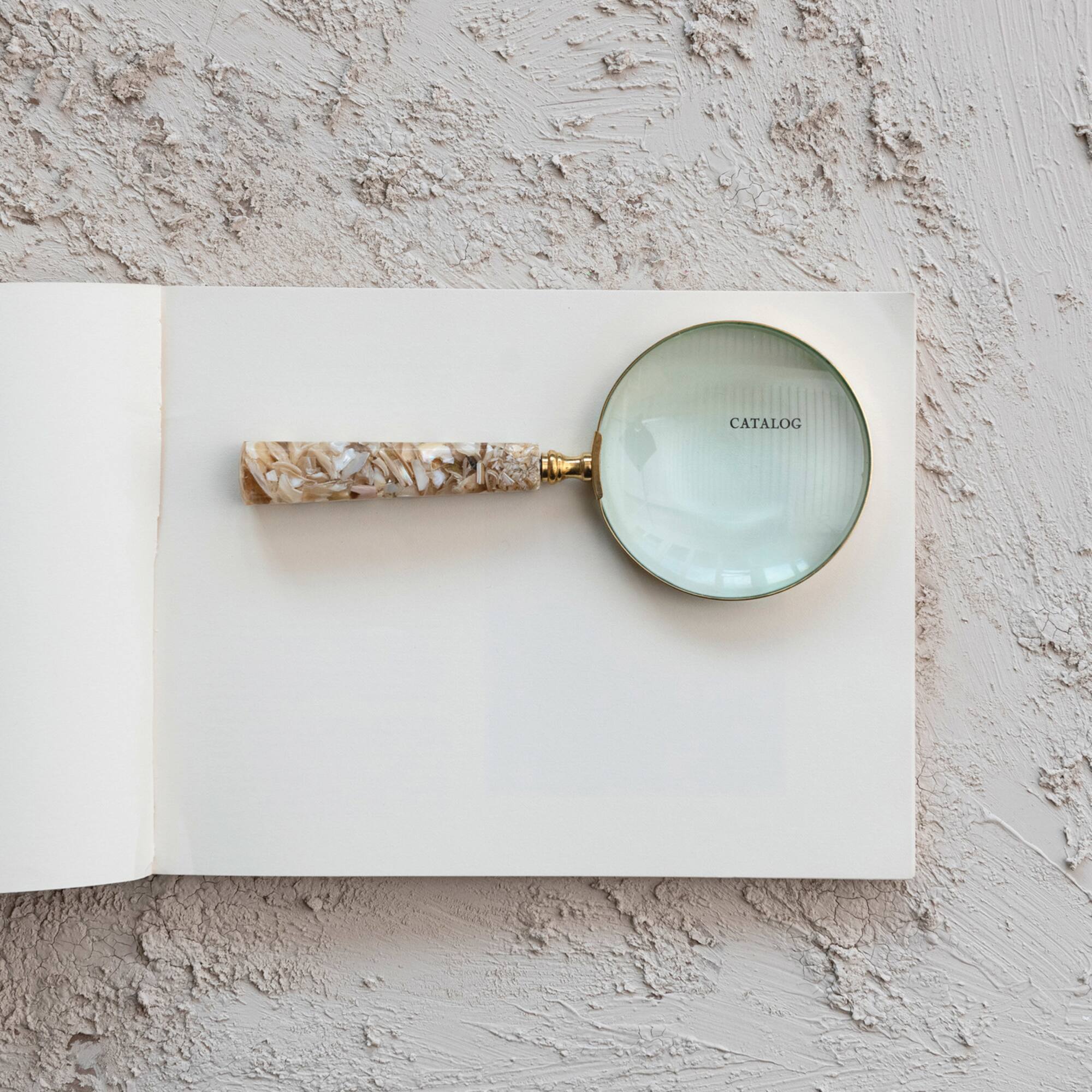 Hello Honey® 9" Brass Magnifying Glass with Mother of Pearl Handle